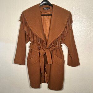 Brown Fringe Trench Coat